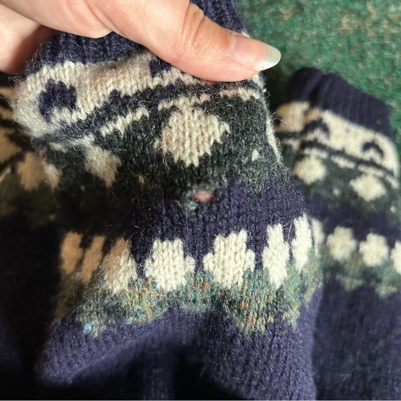 Mac & Jac Vintage 100% Wool Fair Isle Sweater Cardigan - Picture 7 of 8